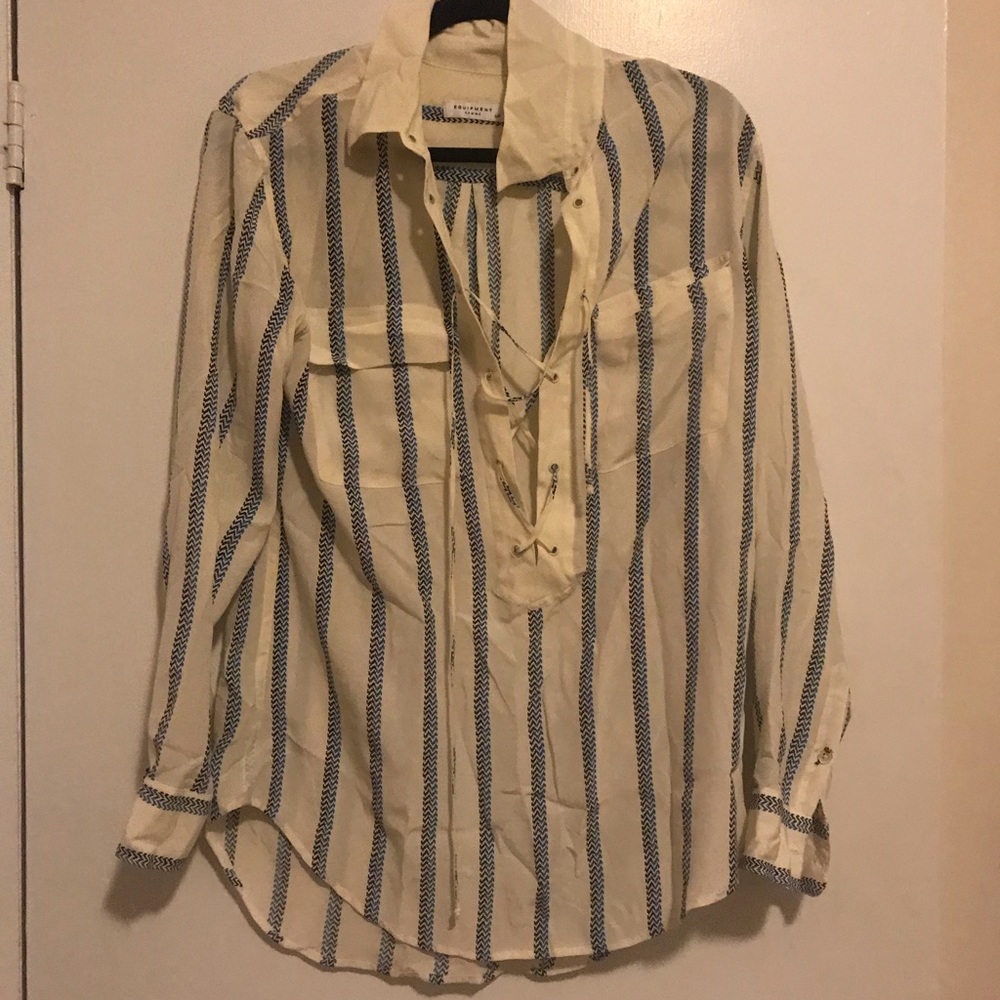 Equipment Knox Blouse, blue and navy stripe